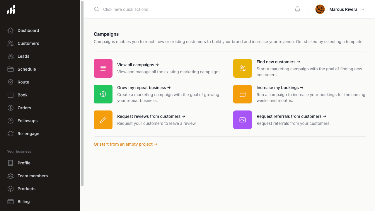 SMS marketing campaign builder for home service customer engagement